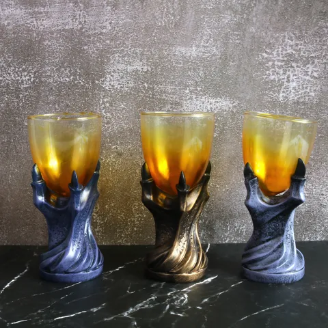 Kreatives Harz Drachenkralle Glas Kelch Halloween Gotisch Totenkopf Weinglas Antike Cocktail Tasse Bar Party Trinkgeschirr