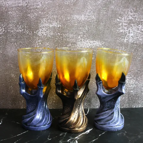Kreatives Harz Drachenkralle Glas Kelch Halloween Gotisch Totenkopf Weinglas Antike Cocktail Tasse Bar Party Trinkgeschirr