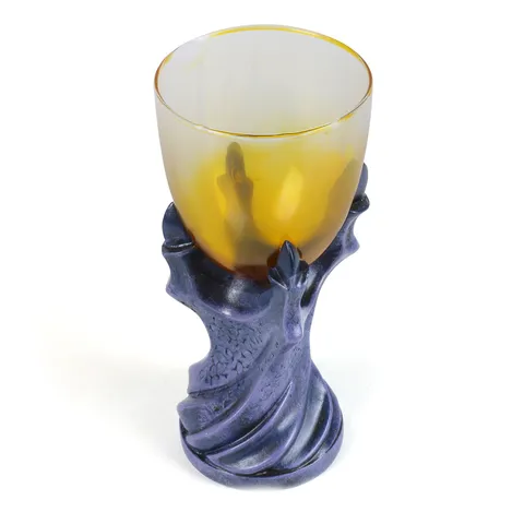 Goulet en Verre avec Griffe de Démon en Résine d'Halloween Style Gothique Vintage Tasse à Vin Ambrée Décoration de Table Créative