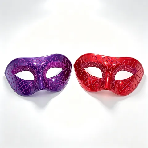 Misteriosa Máscara de Baile de Máscaras de Media Cara Pintada Antifaz de Disfraz con Purpurina Para Accesorios de Fiesta de Carnaval de Halloween