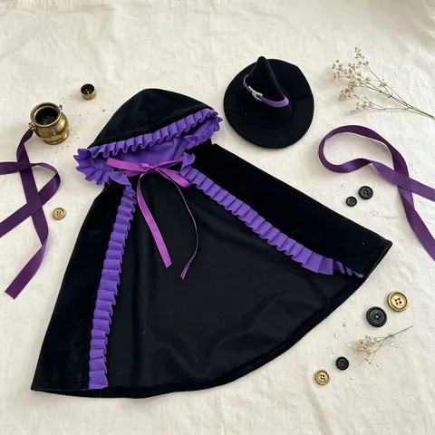 Halloween Vestiti Oca da Giardino Nero Viola Mago Oca Decorazione Con Cappello da Strega e Mantello per Statue Oca da Portico