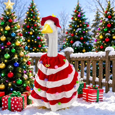 Weihnachtsbaum Porch Gans Kostüm Set Für 23 Zoll Porch Gans Kleidung Feiertags Outfit Mit Hut Cape Umhang Party Dekoration Festliche Haustierbekleidung