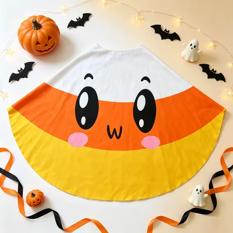 Halloween Fun Printed Cape Polyester Pumpkin Candy Costume Cloak Cosplay Party Masquerade Prop Unisex Stage Performance Apparel Top