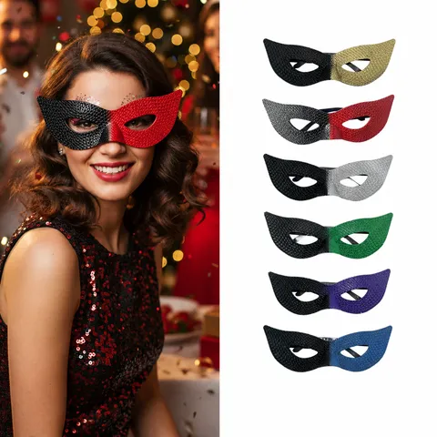 Masquerade Maske Halbes Gesicht Pailletten Verlauf Kunststoff Augenmaske Für Karneval Cosplay Halloween Party Aufführung Kostüm Requisiten
