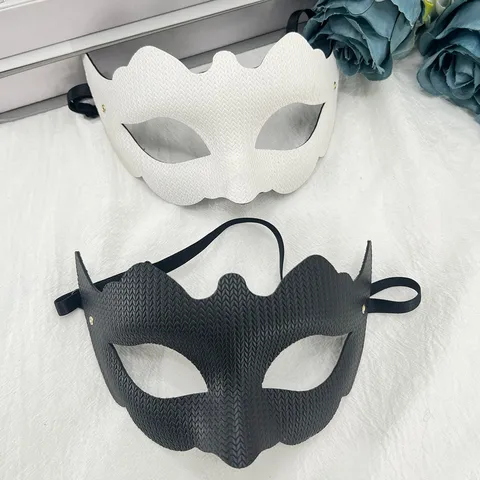 Venice Carnival Masquerade Mask For Women PVC Princess Half Face Mask Herringbone Texture Party Halloween Costume Accessories