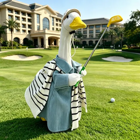 Veranda Gans Kleidung Set Golf Thema Statue Kostüm Für Garten Terrasse Dekoration Outdoor Statue Outfits Mit Hut Schal Zubehör