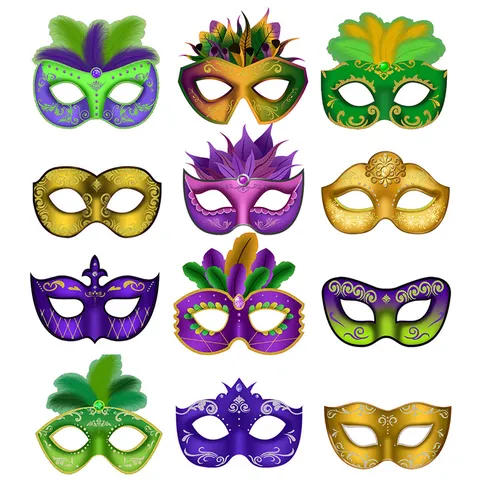 Venezianische Karneval Papiermaché Maskerade Maske Glitzer Goldfolie Feder Halbgesicht Augenmaske Für Kostüm Cosplay Halloween Party