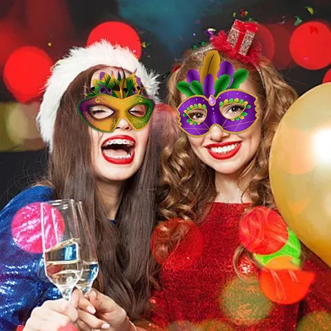 Venezianische Karneval Papiermaché Maskerade Maske Glitzer Goldfolie Feder Halbgesicht Augenmaske Für Kostüm Cosplay Halloween Party