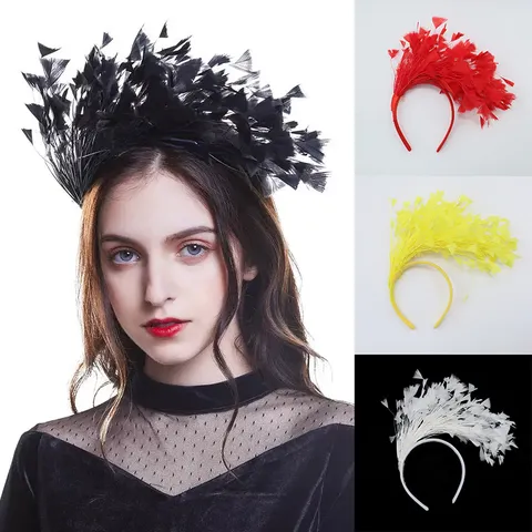 European Feather Leaf Headband Easter Carnival Party Performance Headwear Elegant Vintage Hair Accessory For Women Children