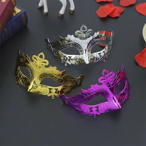 Maschera da Mascherata per Halloween Festa Veneziana Mezza Faccia Galvanizzata Plastica Oggetti di Scena per Uomo Donna