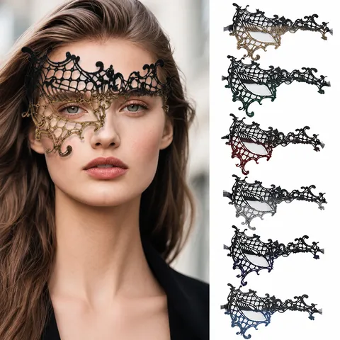 Lace Sexy One Eyed Half Face Mask Gothic Mysterious Masquerade Party Eyepatch For Women Performance Costume Props Halloween Carnival