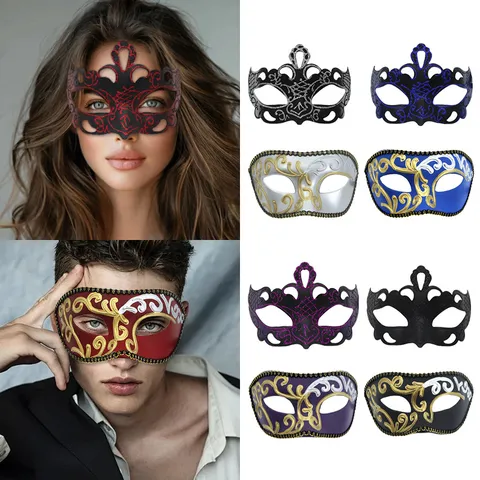 Masque Demi Visage de Bal Masqué de Venise Loup de Costume Élégant Vintage pour Halloween Carnaval Fête Accessoire de Déguisement Unisex