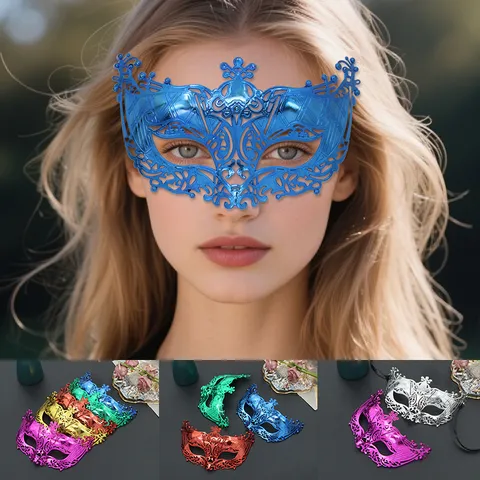 Masquerade Mask For Halloween Party Electroplated Fox Half Face Mask Laser Cut Sexy Hollow Party Mask Multicolor