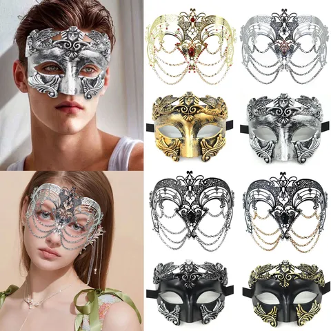 Vintage Barock Hohl Geschnitzt Halbgesicht Maskenball Maske Mit Quastenkette Strass Augenmaske Für Kostüm Party Karneval Halloween Zubehör