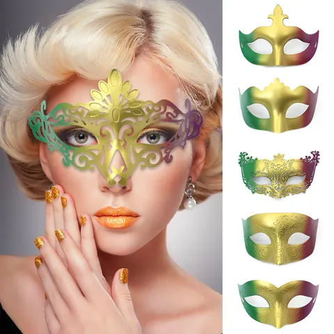 Retro Drei-Farben-Verlauf Halbe Gesichtsmaske Karneval Kunststoff Maskerade Party Requisiten Für Bühnenaufführung Maske