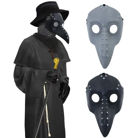 Halloween Plague Doctor Mask Steampunk Cosplay Bird Beak Costume Props Plastic Gothic Rivet Masquerade Face Mask For Party Event Adults