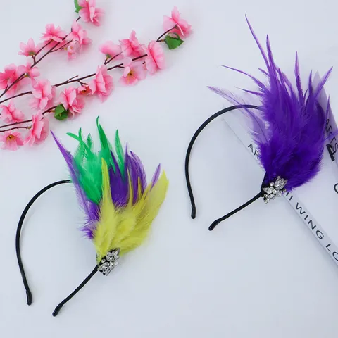 Brazil Carnival Feather Headband High Top Party Prom Hair Accessory With Rhinestone Five-Pointed Star Headpiece For Women