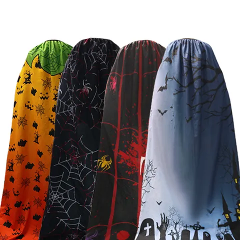 Halloween Digital Print Vampire Witch Cloak For Unisex Scary Pumpkin Bat Spider Web Wizard Costume Props Festival Party Long Robe