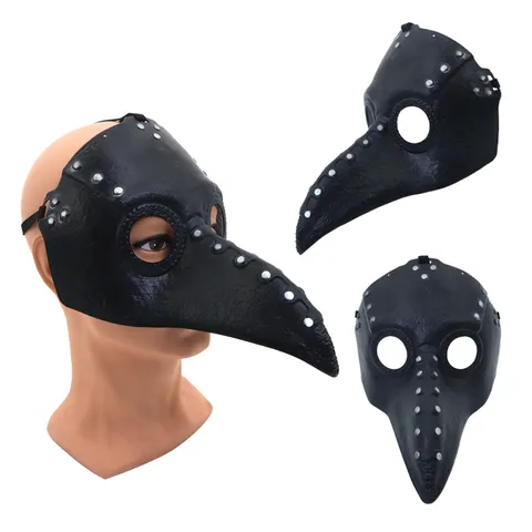 Halloween Plague Doctor Mask Steampunk Cosplay Bird Beak Costume Props Plastic Gothic Rivet Masquerade Face Mask For Party Event Adults