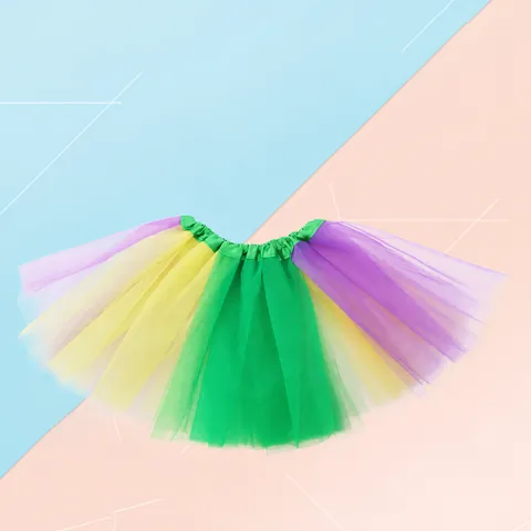 Gonna Tutù in Rete a Strati da Donna Multicolore Vita in Raso Elastica Costume per Festa di Carnevale Gonna da Ballo