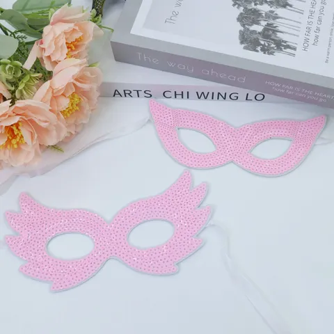 Pink Sequin Half Face Masquerade Mask For Women Girls Princess Dress Up Costume Props For Birthday Party Halloween Carnival