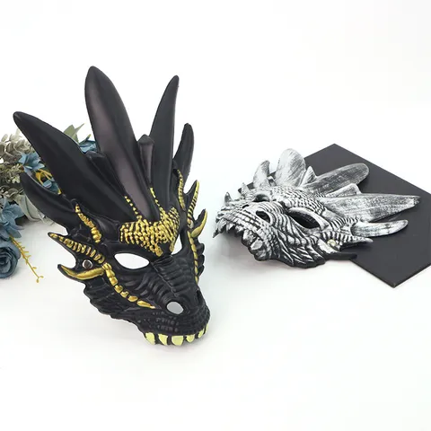 Halloween Simulation 3D Dragon Head Mask For Party Cosplay Horror Full Face Mask Carnival Mythical Dragon Costume Plastic Props