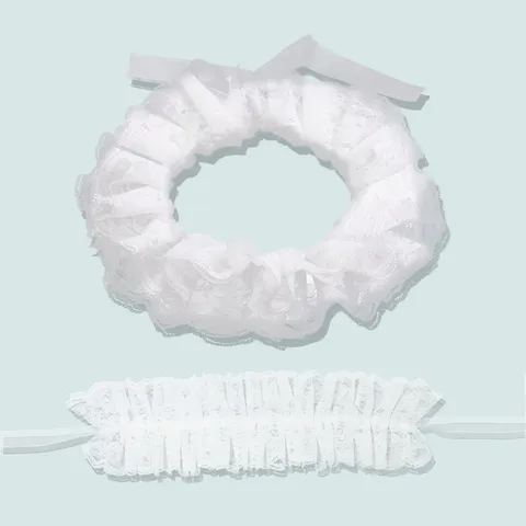 Vintage Palast Stil Doppellagige Spitze Kragen Schal Rüschen Falten Falscher Kragen Choker Für Halloween Party Kostüm Requisiten