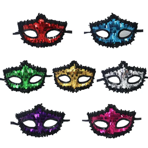 Venice Princess Masquerade Mask For Women Glitter Sequin Plastic Half Face Mask Carnival Party Cosplay Costume Accessories