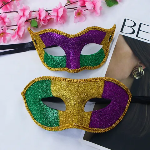Mardi Gras Glitter Half Face Mask Masquerade Party Carnival Costume Sparkly Eye Mask For Masquerade Ball Perform Women Men