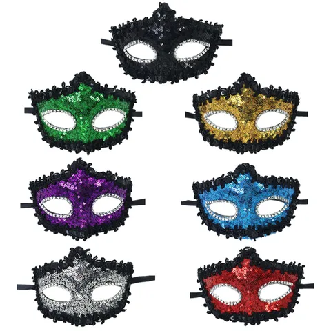 Halloween Masquerade Party Halbgesichtsmaske Pailletten Kante Strass Abschlussball Maske Leistung Verkleiden Kostüm Requisite