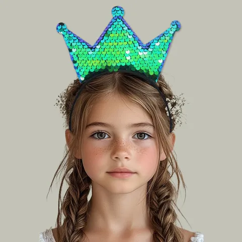 Cerchietto a Corona con Paillettes Scintillanti per Bambini per Ragazze Festa della Principessa Spettacolo Carino Cerchietto per Capelli Oggetti di Scena per la Decorazione del Compleanno Accessori per Capelli