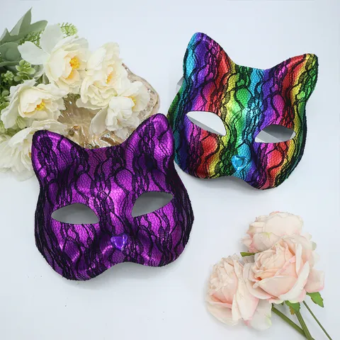 Masque Sexy Visage de Chat Dentelle Motif Serpent PVC Pour Femmes Bal Masqué Carnaval Costume Mystérieux Strass Accessoires de Masque