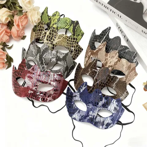 Halloween Maskenball Halbgesicht Tierprint Maske Geheimnisvoll Holografisch Schillernd Kostüm Augenmaske Für Party Cosplay Maskenball