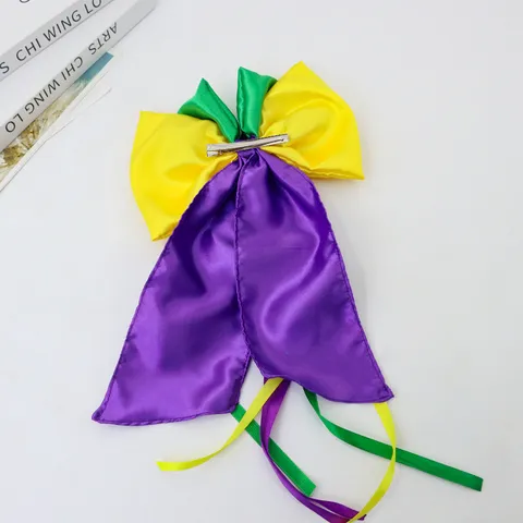 Mardi Gras Karneval Schleife Haarklammer Bunte Bänder Pailletten Lilie Kostüm Verkleiden Accessoires Für Festival Party Tanzball Dekor