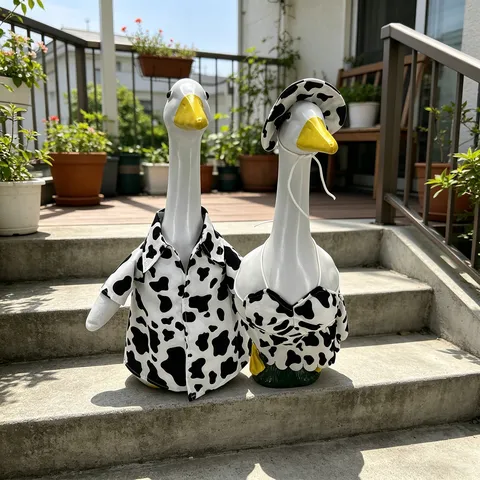 Funny Cow Print Porch Goose Clothes Set Polyester Summer Bikini Shirt Outfit For Yard Garden Decor Seasonal Ornaments Costume