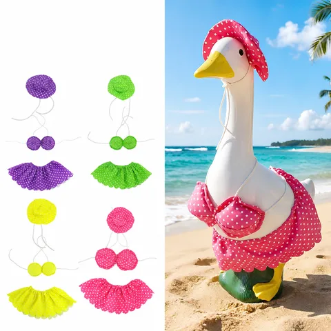 Punktmuster Veranda Gans Kostüm Hawaii-Stil Bikini Ober- und Unterteil Rock Mit Sonnenhut Garten Rasen Ornament Deko Zubehör