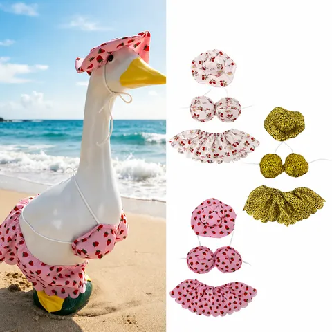 Veranda Gans Kostüm Bikini Set Mit Sonnenhut Für 23 Zoll Garten Gans Veranda Ornamente Outdoor Dekoration Haustier Zubehör