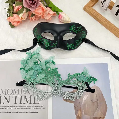 Halloween Masquerade Mask For Women Men Sexy Lace Butterfly Painted Half Face Party Eye Mask Carnival Costume Accessories