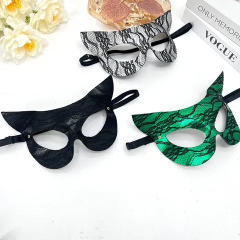 Masquerade Cat Face Mask PVC Snake Pattern Lace Party Dress Up Women Accessory Halloween Carnival Mask For Party Decoration