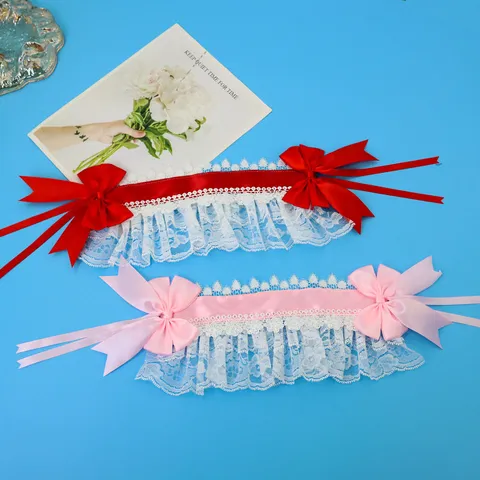 Dolce Fascia per Capelli Lolita in Pizzo Con Fiocchi di Raso per Cosplay Festa Quotidiana Ragazze Accessori in Tessuto