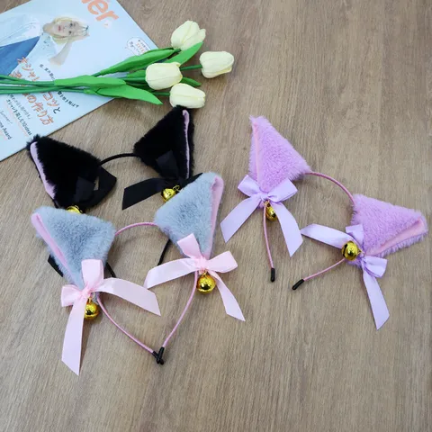 Cerchietto Con Orecchie Di Gatto In Peluche Con Campanelli E Fiocchi In Raso Per Cosplay Festa Accessori Per Capelli Donna Ragazze