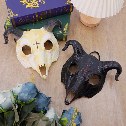 Halloween Horror Ziegenschädel Maske Gothic Tier Vollmaske Für Maskerade Party Cosplay Kostüm Requisite Deko Zubehör