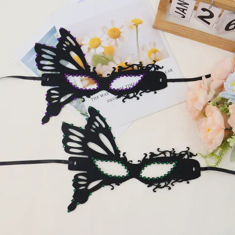 Halloween Party Rhinestone Mask Sexy Mysterious Butterfly Bat Half Face Eye Mask For Women Masquerade Ball Performance Props Elegant Hollow Mask