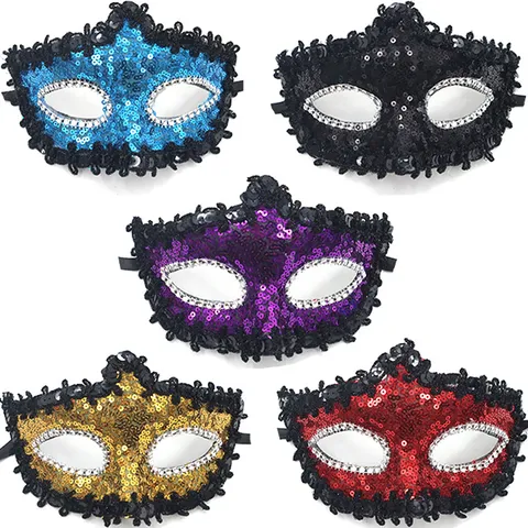 Damen Maskenball Maske Glitzer Pailletten Halbgesicht Augenmaske Mit Schmetterling Quaste Handheld Stab Für Halloween Karneval Abschlussball Party Zubehör