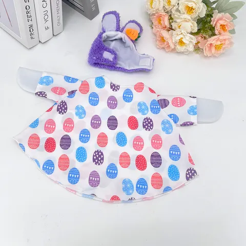 Pasen Veranda Gans Outfit Voor Grote Witte Gans Konijnenoren Hoed En Eierprint Overhemd Festival Tuin Decoratie Accessoires