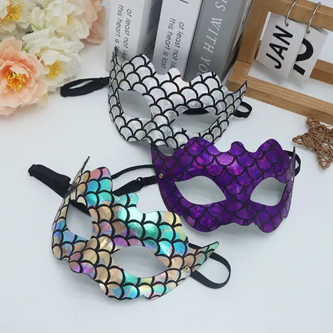 Sexy Zeemeermin Prinses Schubben Oogmasker Holografisch PVC Masquerade Kostuum Maskers Voor Dames Feest Cosplay Halloween Podium Accessoires