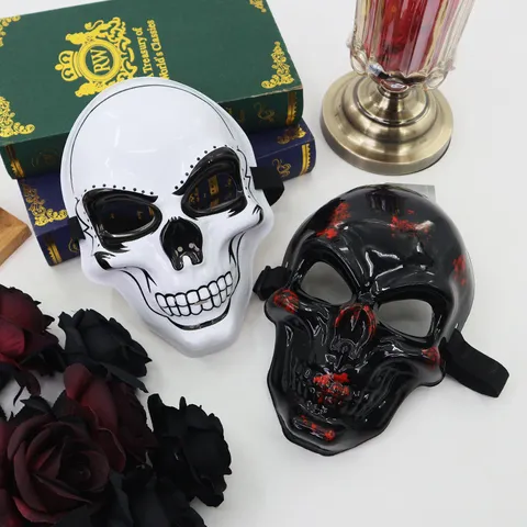 Halloween Skull Mask Horror Thriller Ghost Monster Cosplay Face Cover Adult Scary Costume Performance Masquerade Party Props Plastic Mask