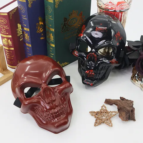 Halloween Skull Mask Horror Thriller Ghost Monster Cosplay Face Cover Adult Scary Costume Performance Masquerade Party Props Plastic Mask