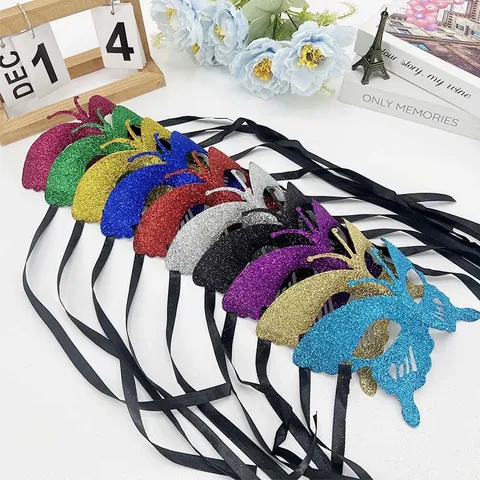 Venetian Glitter Butterfly Mask Sexy Women Party Mask For Halloween Masquerade Carnival Costume Dress Up Plastic Eye Mask