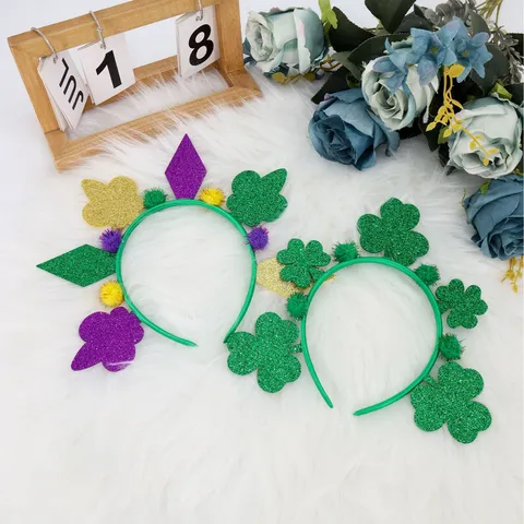 Carnival Triple Color Headband Sequin Pom Pom Mardi Gras Masquerade Party Costume Props Festive Headwear For Women Men